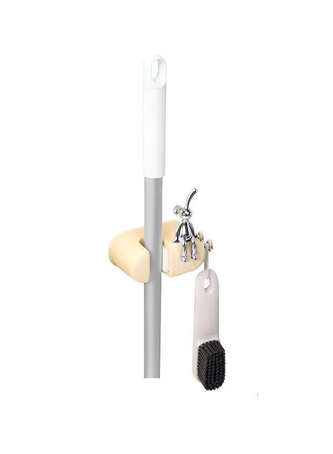 Mop Holder Broom Rack, Wall-Mounted, No-Punch Design, Strong Load Bearing Capacity, Ideal for Organizing and Storing Cleaning Tools, Single Clip  - Image 1