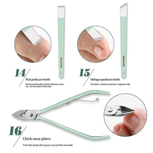 MOTEGRITY Motegrity 16 IN 1 Manicure Set Stainless Steel Professional Manicure Set Nail Cutter For Women Nail Scissors Luxury Grooming Kit Manicure Pedicure Kit For Women Nail Acne Remover needle MultiColor - Image 5