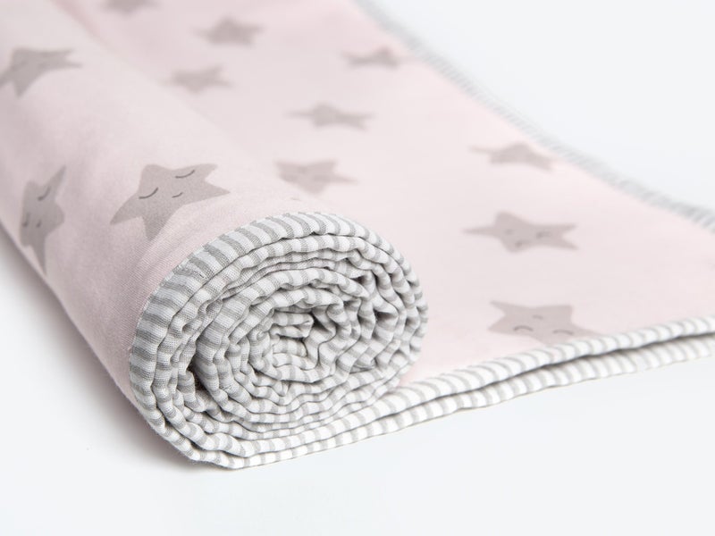 Masilo Organic Cotton Mulmul Dohar Blanket Crib/Cot- Light & Soft Summer Ac Blanket-Babies 0 to 3 Years - Star Pink - Image 4