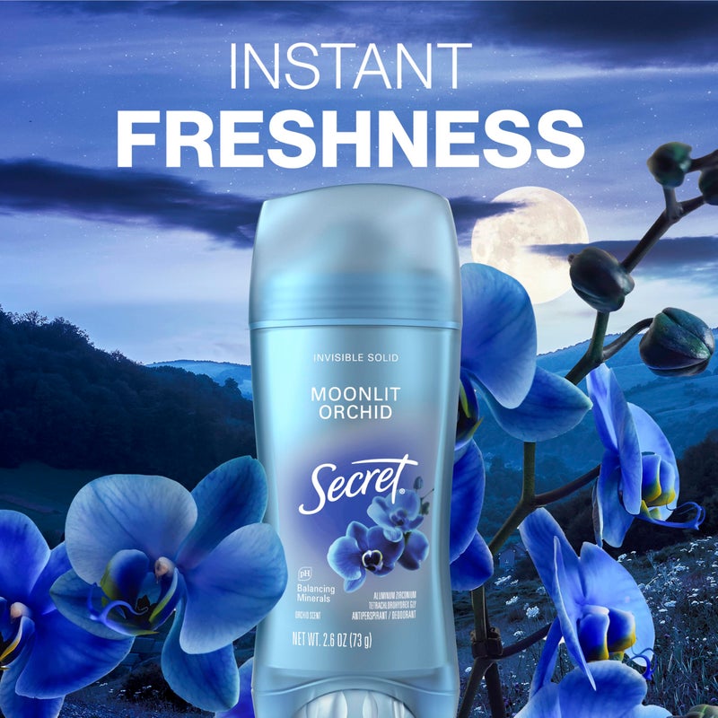 Secret Fresh Antiperspirant Deodorant for Women, 72hr Breathable Sweat & Odor Protection, Instant Freshness & Gentle, PH Balancing Minerals, Invisible Solid, Moonlight Orchid Scent, 2.6 oz - Image 5