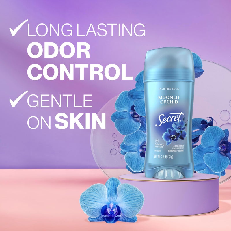 Secret Fresh Antiperspirant Deodorant for Women, 72hr Breathable Sweat & Odor Protection, Instant Freshness & Gentle, PH Balancing Minerals, Invisible Solid, Moonlight Orchid Scent, 2.6 oz - Image 2