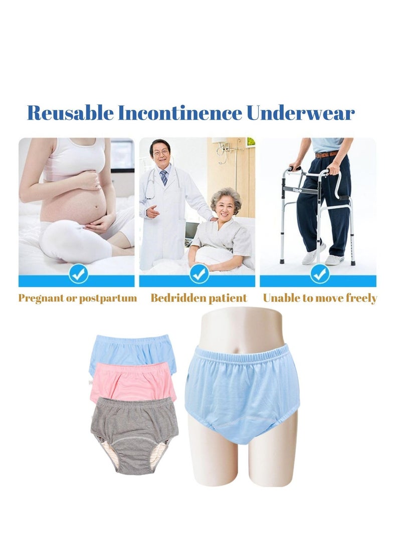 Excefore Incontinence Underwear for Men and Women TPU Leakage-Proof Adult Cloth Diaper Nappy with Inserts Reusable and Washable Absorbent Urinary Briefs for The Elderly Disabled Postpartum L Pink - Image 2