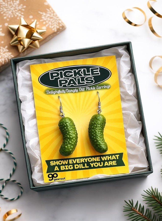 Gears Out Pickle Pals Pickle Earrings - Funny Realistic Dill Pickle Earrings for Ladies Gag Gift for Pickle Lovers Stocking Stuffers Unique Dangle Earrings for Women - Image 4