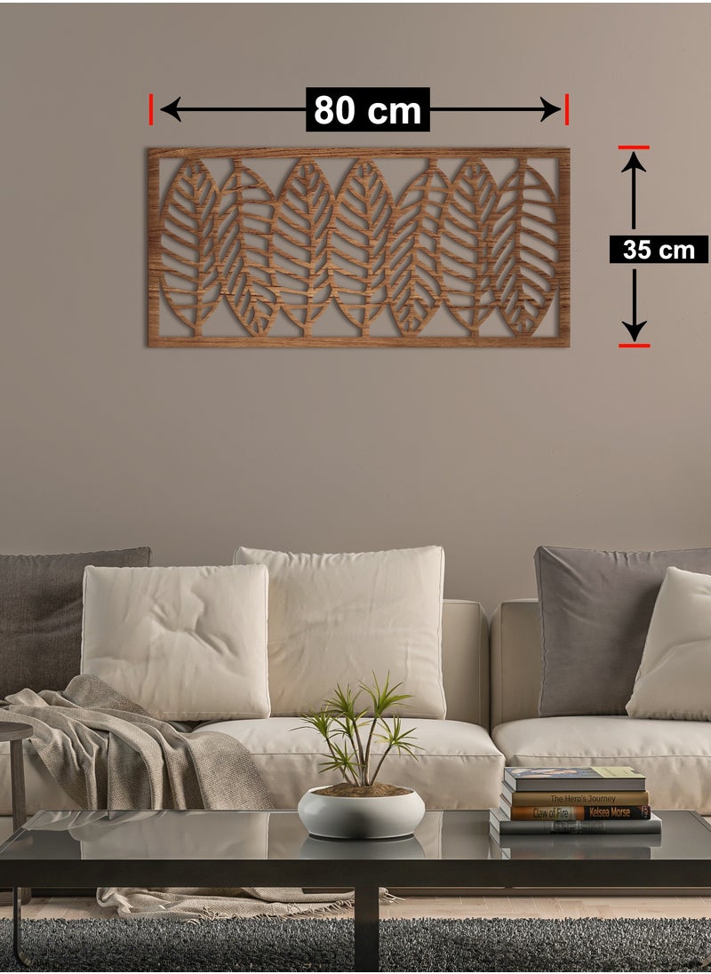 هوم جاليري هوم جاليري جدارية خشب شكل أوراق الشجر ديكور حائط 80x35 سم  - Image 2
