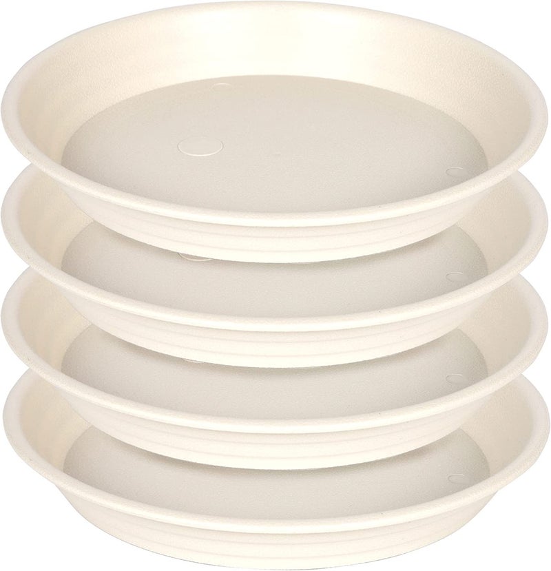 Tim Tim Agro 6 Pack of 10 Inch Plant Saucer, Plastic Plant Trays for Pots, Plant Saucers for Indoors Round, Planter Tray for Planter 8"/9"/10" (Grayish White) - Image 1