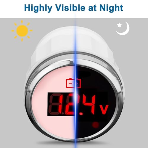 Linkstyle 24V 12V Voltmeter Gauge, Waterproof Volt Meter 12 Volt, 52mm Battery Voltage Gauge with Smart Alarm for Boat Marine - Image 4
