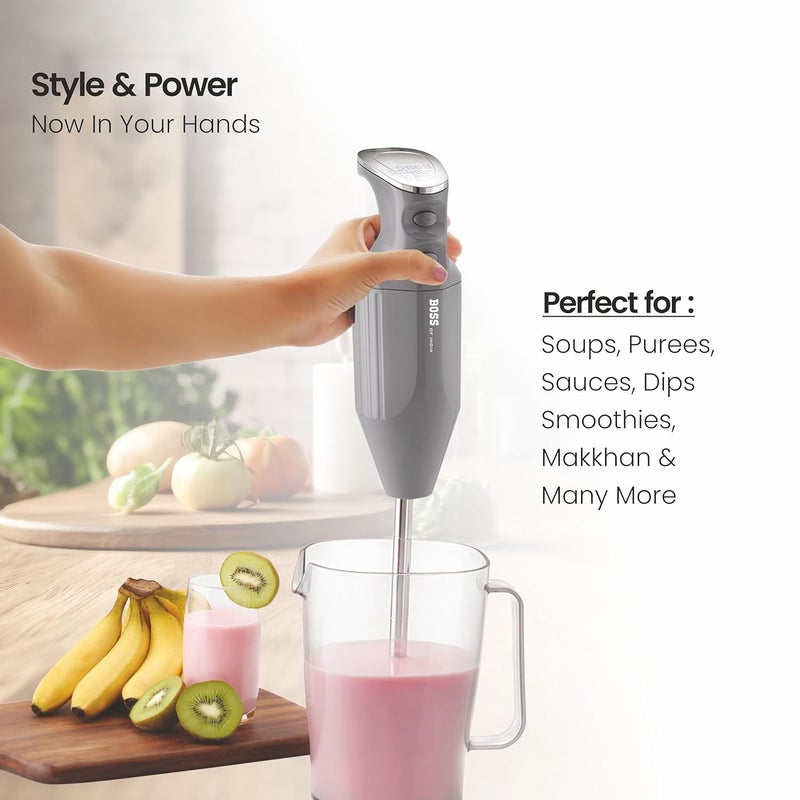 BOSS Plastic Platinum Portable Hand Blender 180 Watts | Variable Speed Control | 2 Years Warranty | Easy To Clean And Store | Isi-Marked, Grey - Image 3