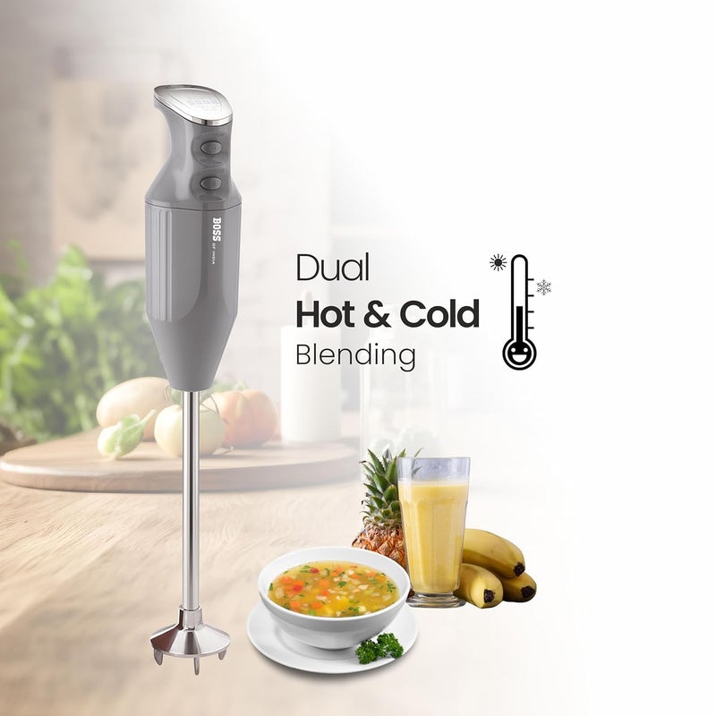 BOSS Plastic Platinum Portable Hand Blender 180 Watts | Variable Speed Control | 2 Years Warranty | Easy To Clean And Store | Isi-Marked, Grey - Image 4