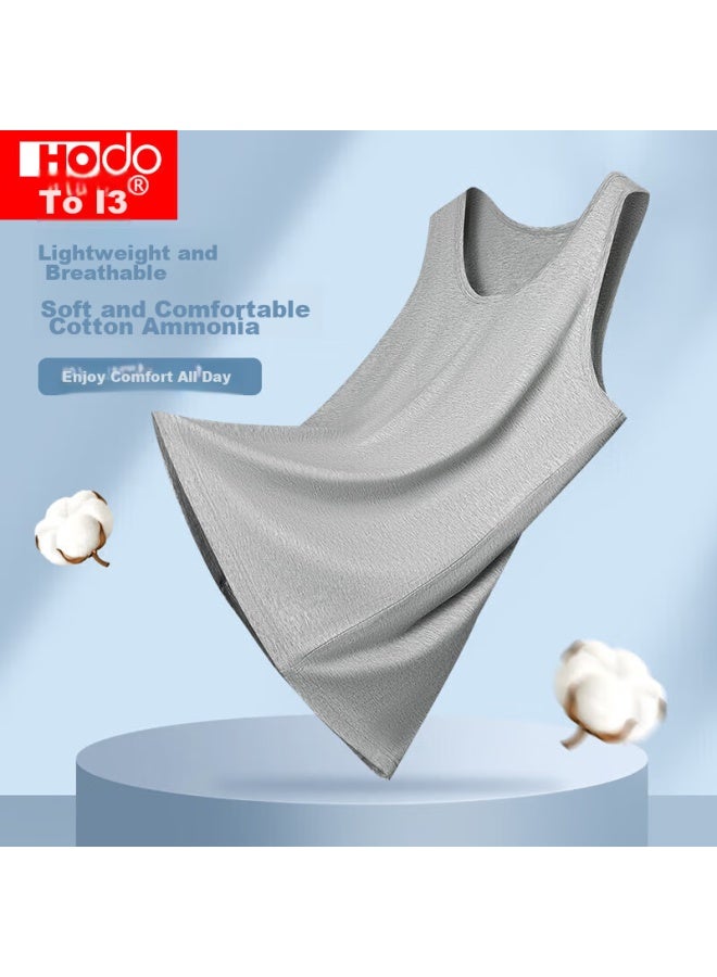 Hongdou Men's Solid Color Soft Cotton Sleeveless Undershirt, Cotton Spandex Round Neck Breathable Athletic Tank Top - Image 3