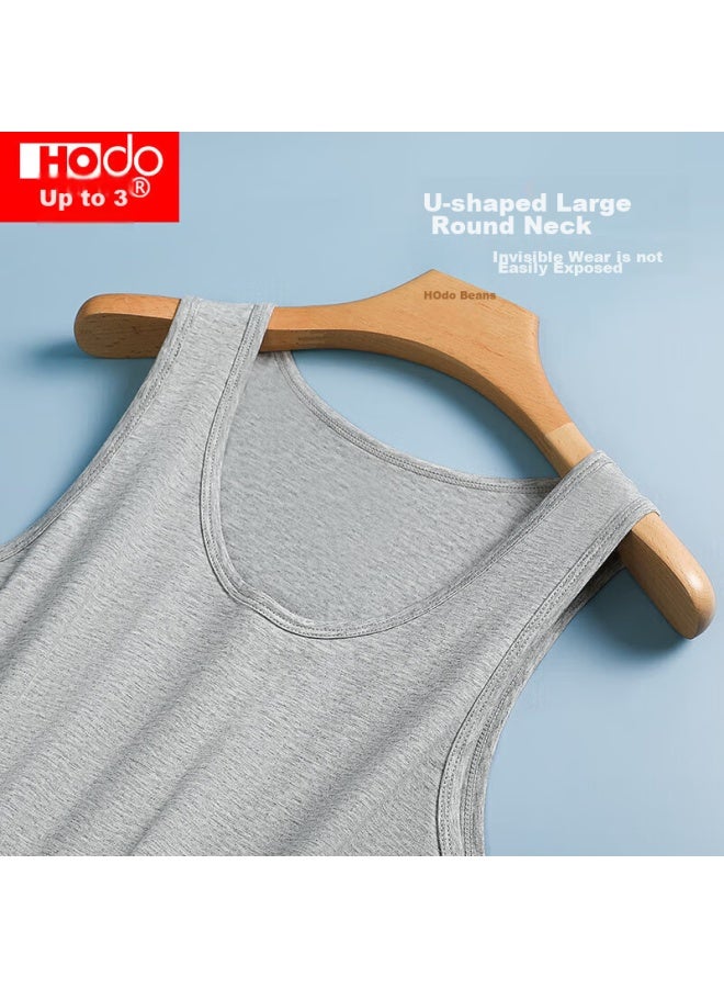 Hongdou Men's Solid Color Soft Cotton Sleeveless Undershirt, Cotton Spandex Round Neck Breathable Athletic Tank Top - Image 4