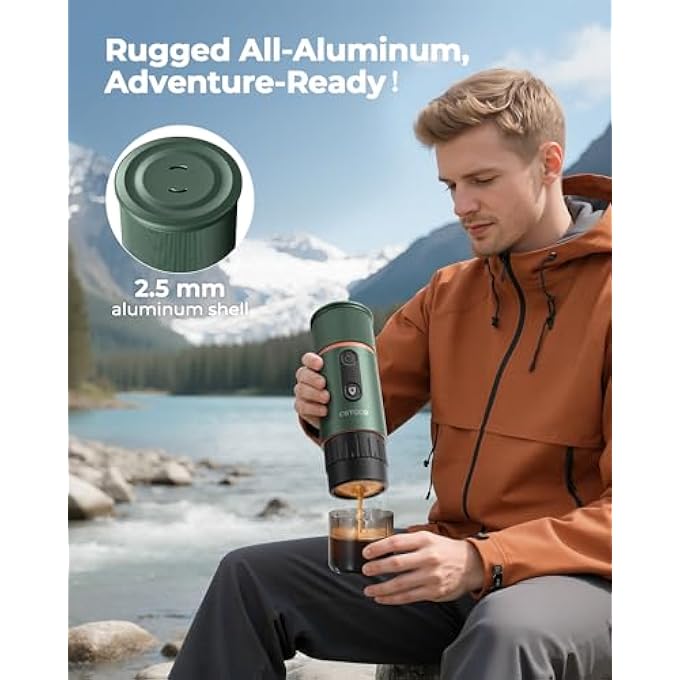 rayihni Portable Espresso Machine 20 Bar SelfHeating Battery Espresso Machine 13500 Mah  80 Ml Coffee Machine To Go Compatible With Nespresso Capsules  Camping Car Office  Green - Image 3