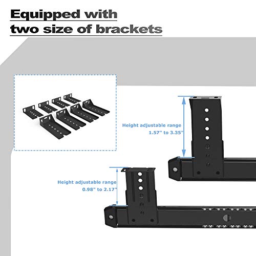 FRMSAET Heavy Duty Metal 14 inches Drawer Slides Ball Bearing 3/4 Extension Rails Underdesk Keyboard Slide Cabinet Furniture Drawer Hardware Accessories with Adjustable Height Bracket. (Black) - Image 3