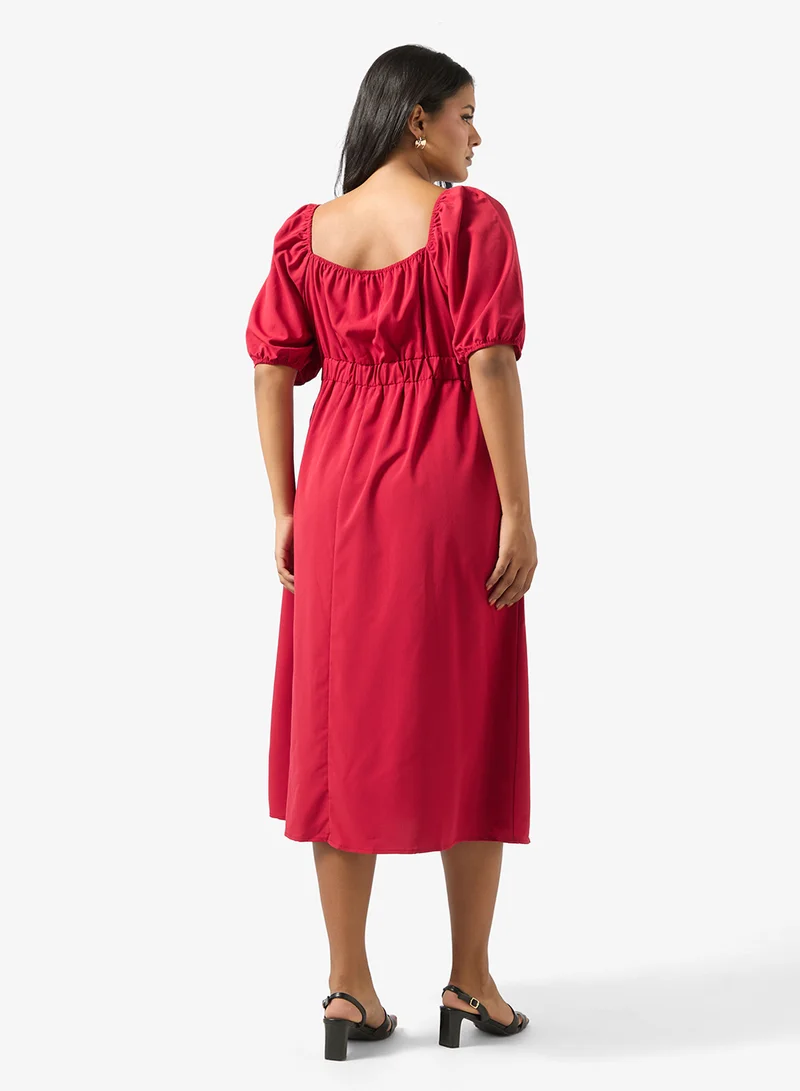 ايلا بلس فستان خط  بأكمام منتفخة