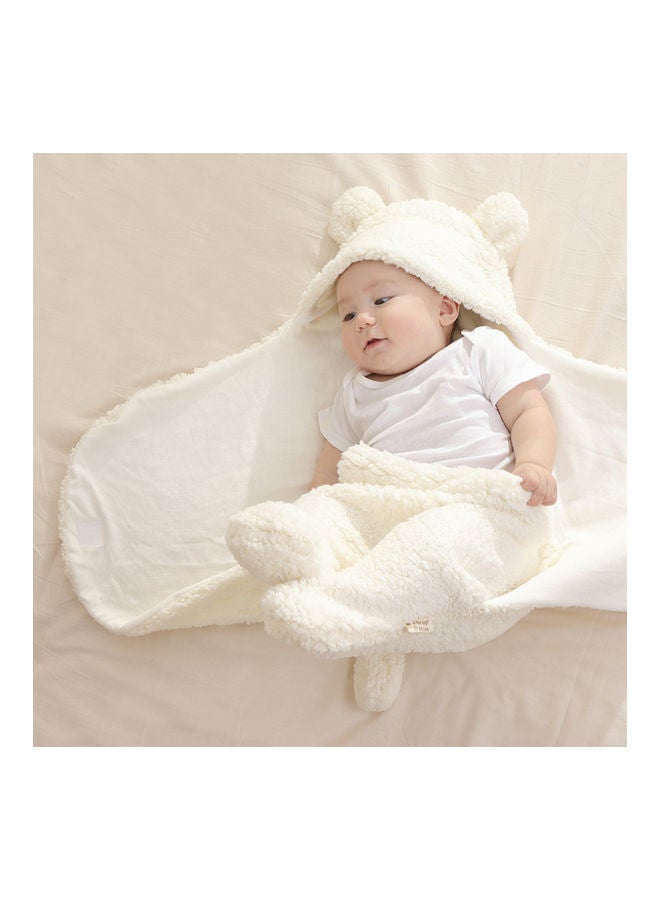 Soft And Light Weight Baby Winter Sleeping Pajama Swaddling With Bear Ear Hat - White - Image 5