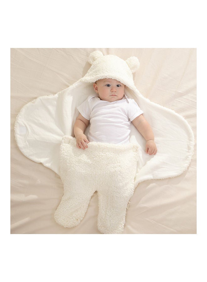 Soft And Light Weight Baby Winter Sleeping Pajama Swaddling With Bear Ear Hat - White - Image 4