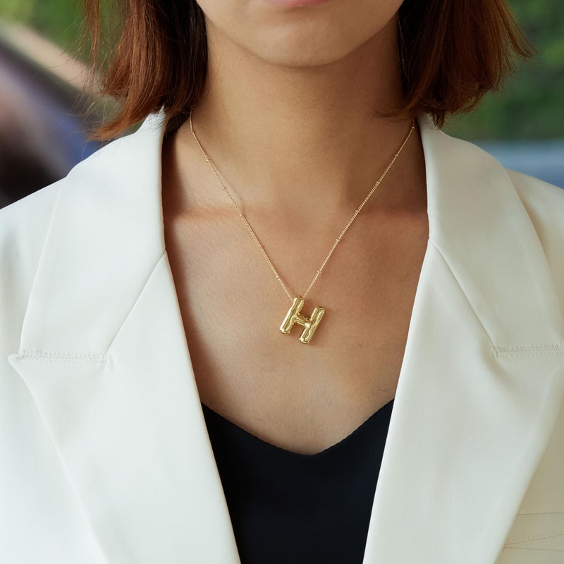 Inerney Gold Bubble Letter H Initial Necklace for Women, Balloon Alphabet Pendant Charm, Dainty Cute Trendy Minimalist Monogram Necklace, Personalized A-Z Letter Jewelry, Gift for Her - Image 5