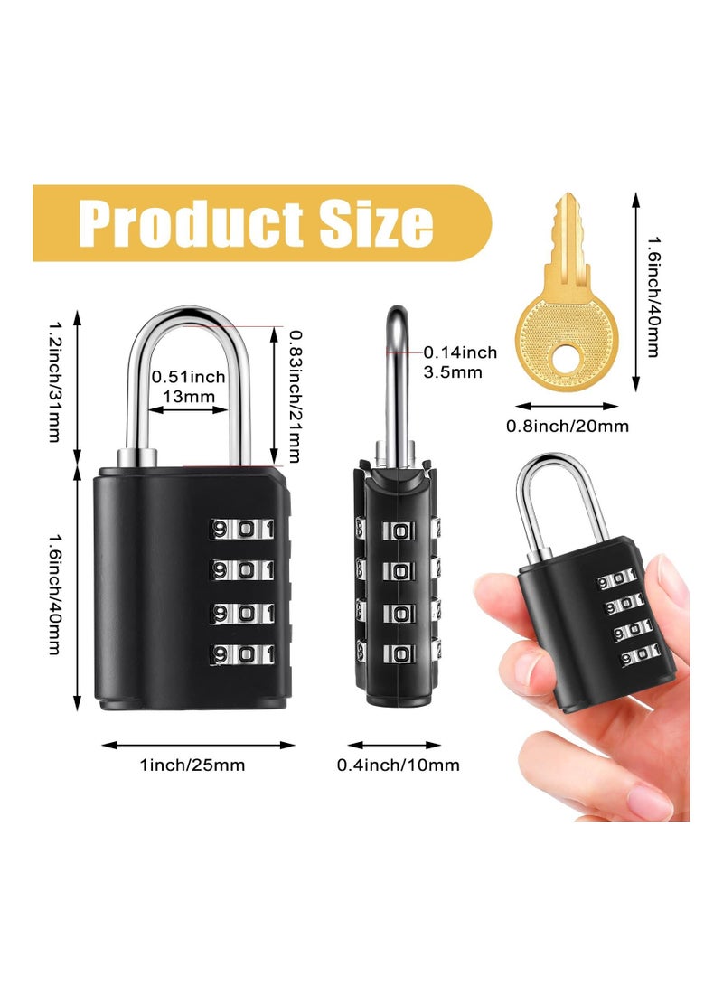 4 Pcs Combination Padlock, 4 Digit Resettable Security Padlock with Keys, for School Sports Gym or Sports Locker, Fence, Toolbox, Case, Hasp Storage and Employee Locker - Image 2