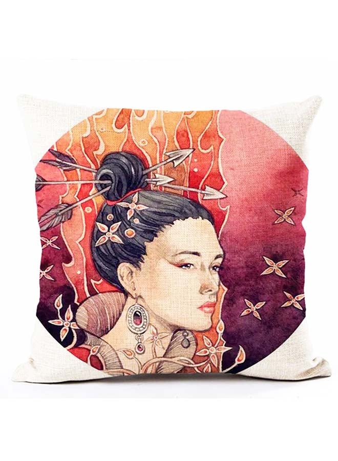 غطاء وسادة بنمط فتاة برسمة كرتونية متعدد الألوان 45x45سم