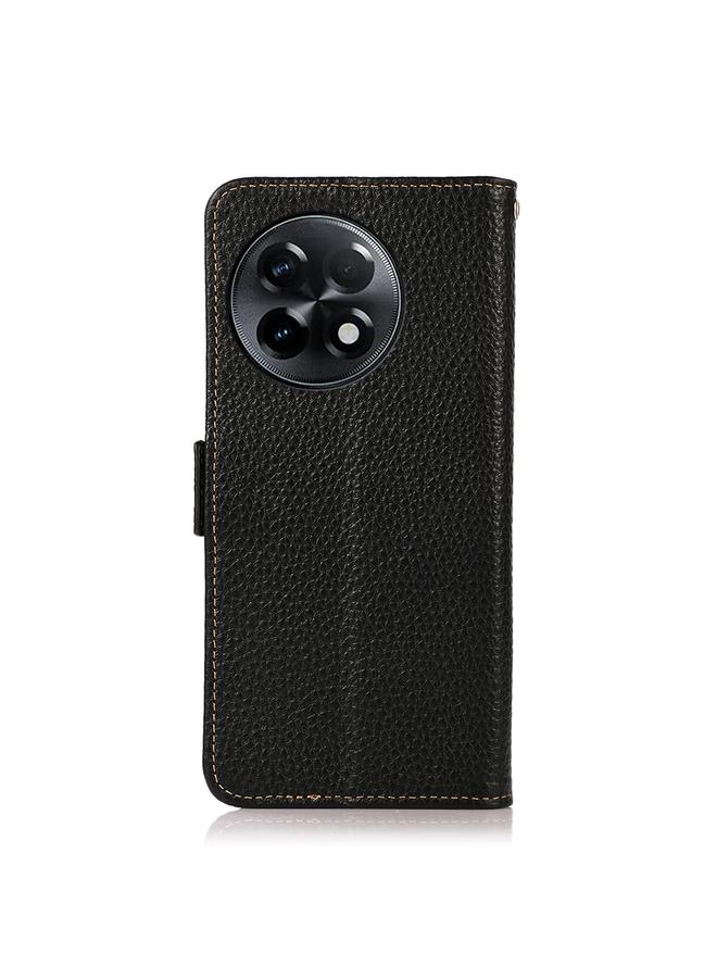 اس-توب جراب لهاتف OnePlus Ace 2 5G من KHAZNEH، مصنوع من جلد الليتشي الأصلي مع خاصية RFID، بمغناطيس جانبي - Image 3