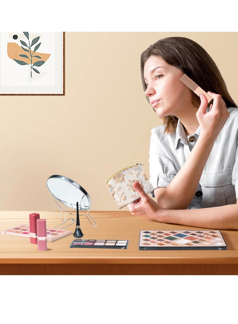 KASTWAVE Embroidery Makeup Bag, 2Pcs Soft Floral Makeup Bag, for Purse Pocket Cosmetic Pouch Lipstick Storage Container Portable Zipper Organizer, Portable Toiletry Bag, White & Beige - Image 3