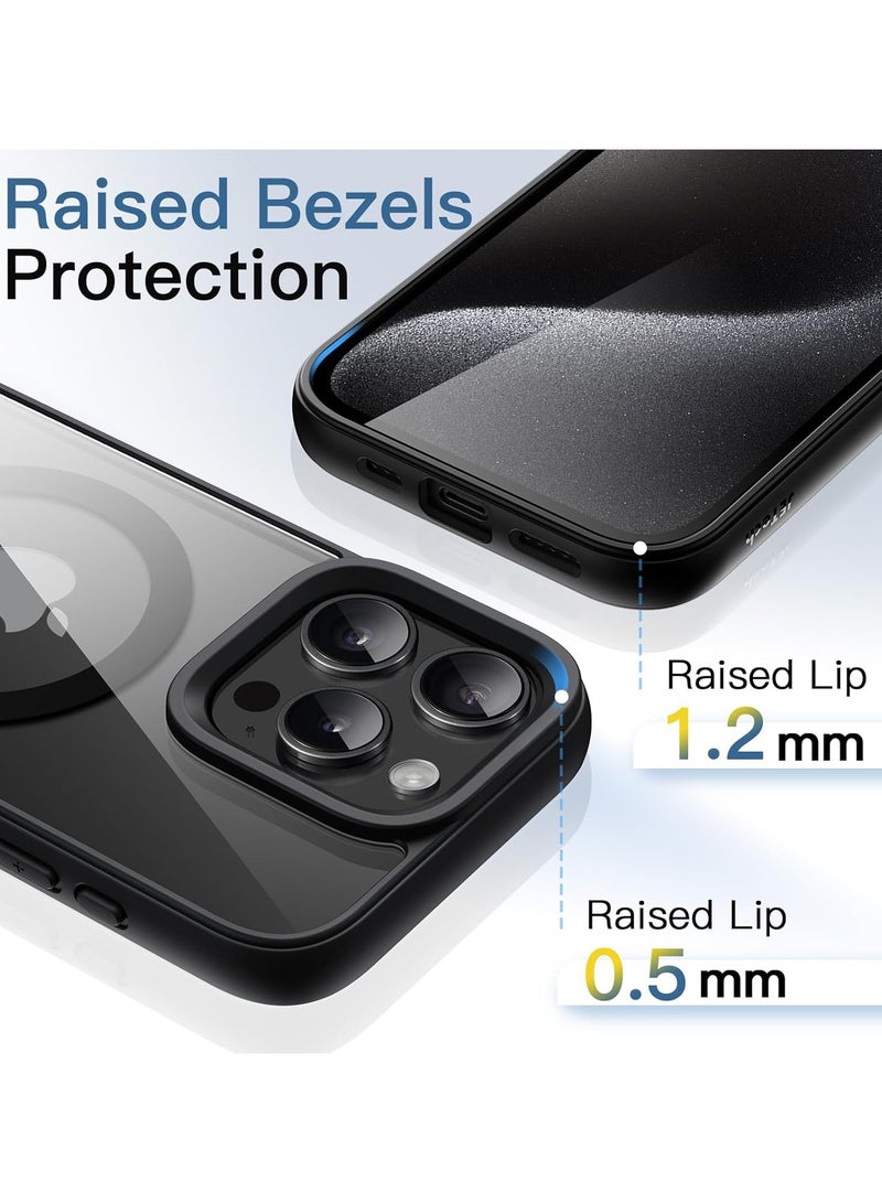Magnetic Case for iPhone 14 Pro Max  Compatible with MagSafe, Shockproof Phone Bumper Cover, Solid Color Matte TPU Frame, Anti-Scratch Clear Back (Black Titanium) - Image 2
