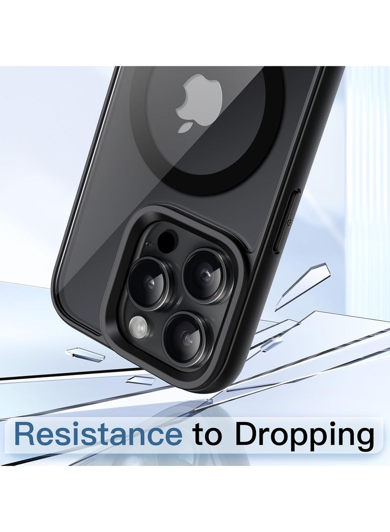 Magnetic Case for iPhone 14 Pro Max  Compatible with MagSafe, Shockproof Phone Bumper Cover, Solid Color Matte TPU Frame, Anti-Scratch Clear Back (Black Titanium) - Image 3