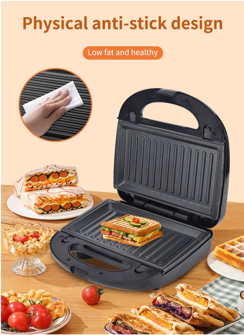 sokany 8 in 1 Sanwich Maker,Multi Snacks Maker with Sandwich/Panini-Grill-Waffle-Donut-Nutty-Biscuit-Omelette-Hot Dog,Detachable Plates 750W SK-B140 Black/Silver  - Image 2