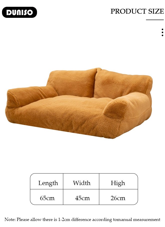 DUNISO Fluffy Kennel Dog Bed, Pet Sofa Bed, Pet Couch Bed, Dog Bed Crate Pad, dog bed for Pet Dogs, Pet Couch Bed with Non-Slip Bottom,  Durable Dog Bed Kennel, Rectangle Dog Bed for Large Medium Small Dogs  - Image 2