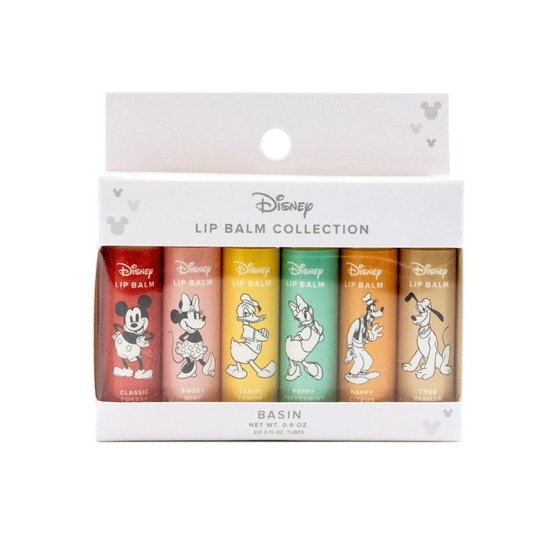 Basin Disney Mickey Mouse & Friends Lip Balm Collection | 6 Pack Classic Flavors (Cherry, Mint, Lemon, Peppermint, Citrus, Vanilla) | Organic Clean Beauty, Official Disney, Made in USA - Image 1