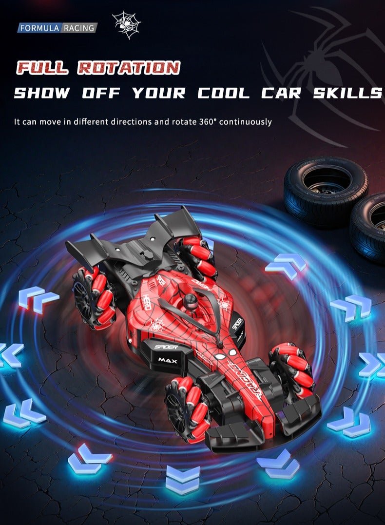 RAKAY 2.4 GHz Remote Control Car High-Speed 360° Rotating Stunt Racer, F1 Racing Style, with Spray, Music, and Lights, Toy Suitable for Children Aged 8 to 12 (Red) - Image 3