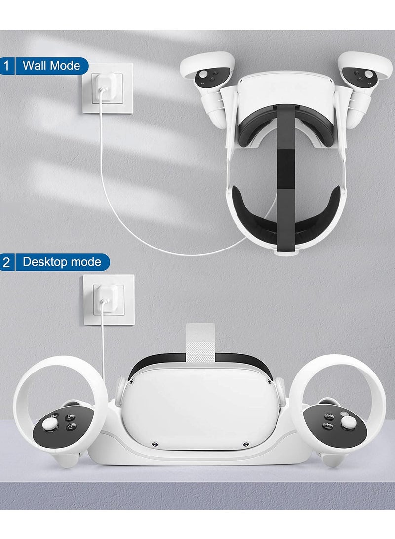 محطة شحن لـ Oculus Quest 2 قاعدة شحن USB لسماعات الواقع الافتراضي قاعدة شحن عالية السرعة مع ضوء تنفس لـ Quest 2 قاعدة تخزين بمقبض - Image 5
