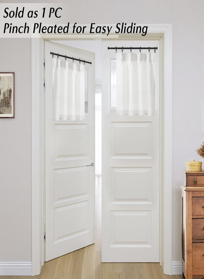 Lino Rosa Half Curtains for Windows,Classroom Door Window Cover Sheer Privacy Linen White Cafe Tier Mini Bistro Cabinet Curtains for Under Kitchen Sink,20 Inch Length - Image 2
