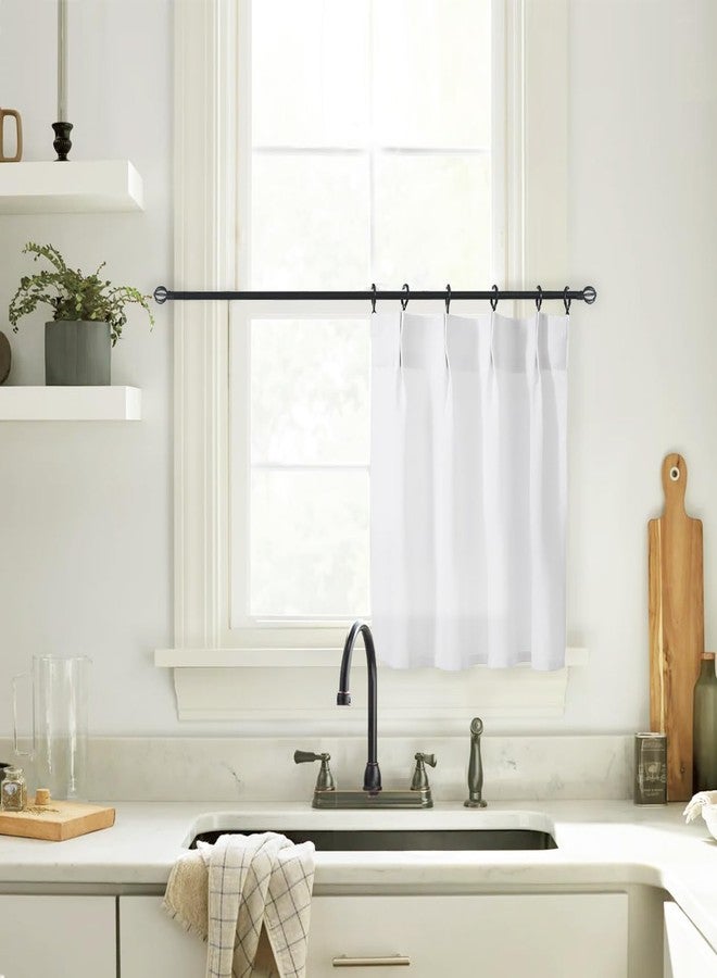 Lino Rosa Half Curtains for Windows,Classroom Door Window Cover Sheer Privacy Linen White Cafe Tier Mini Bistro Cabinet Curtains for Under Kitchen Sink,20 Inch Length - Image 4