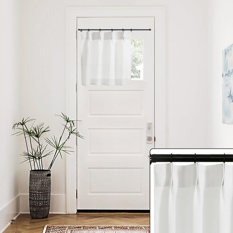 Lino Rosa Half Curtains for Windows,Classroom Door Window Cover Sheer Privacy Linen White Cafe Tier Mini Bistro Cabinet Curtains for Under Kitchen Sink,20 Inch Length - Image 1