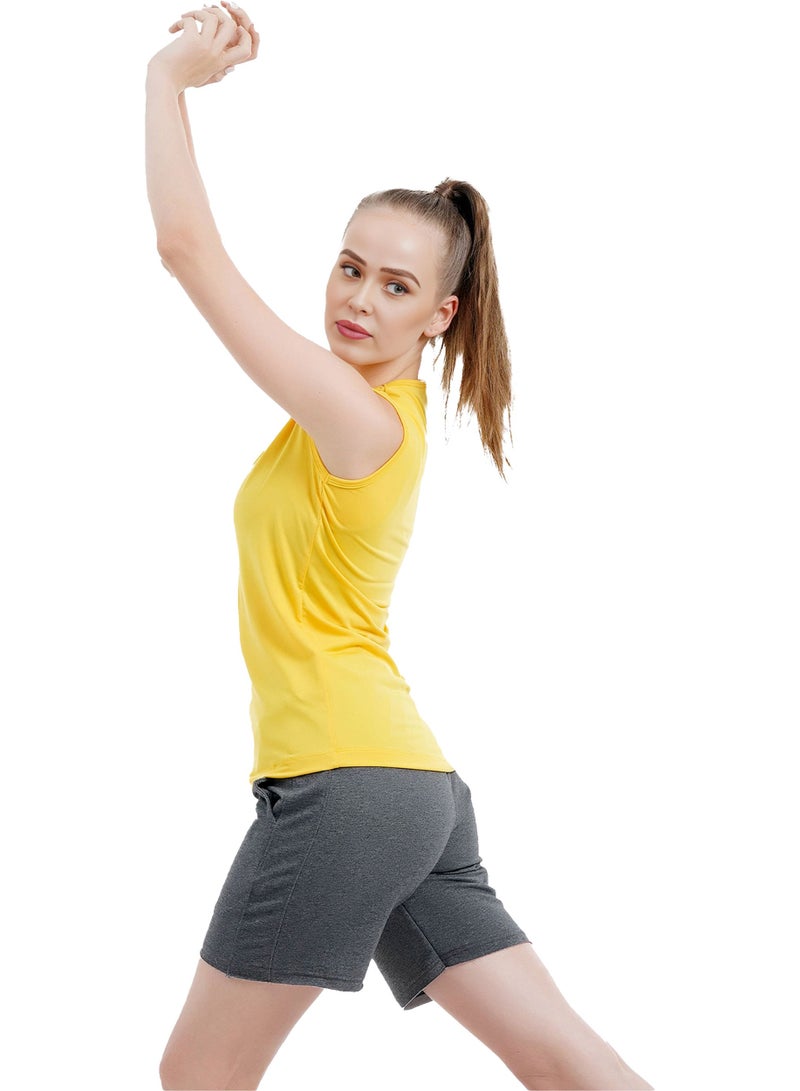 Selecta Now Ladies Sleeveless Cotton Yellow T-Shirt Breathable Tank Top Soft Stretchable Women’s T Shirt Ideal for Hot Climate  - Image 4