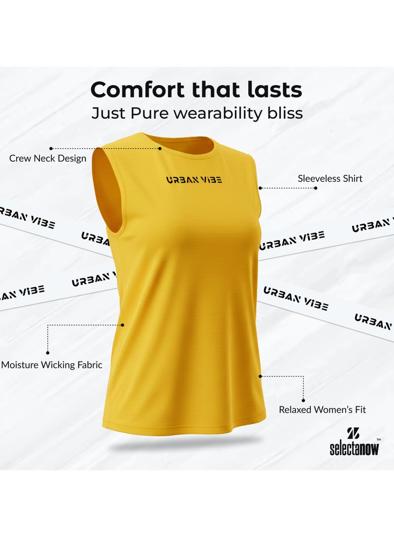 Selecta Now Ladies Sleeveless Cotton Yellow T-Shirt Breathable Tank Top Soft Stretchable Women’s T Shirt Ideal for Hot Climate - Image 4