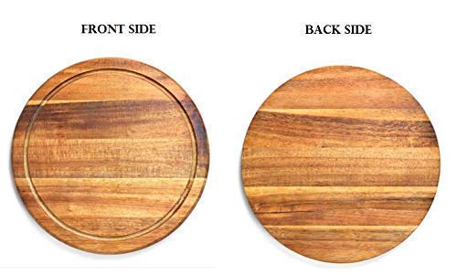 Niyanta Chopping Tray Round Bamboo Cheese BoardFruit Vegetable Cutting Slicing Board PadPlywood Chopper PlatePizza Serving Tray Cake StandBread Veg Food Cutting Platter for Kitchen - Image 5