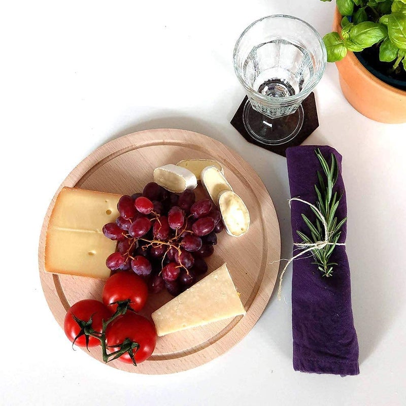 Niyanta Chopping Tray Round Bamboo Cheese BoardFruit Vegetable Cutting Slicing Board PadPlywood Chopper PlatePizza Serving Tray Cake StandBread Veg Food Cutting Platter for Kitchen - Image 3