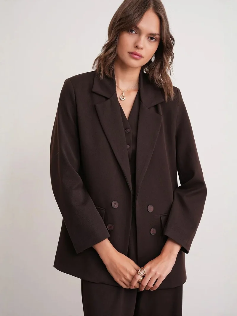 MixRay Coffee Brown Mixray Suit Blazer for Women | Best Price UAE