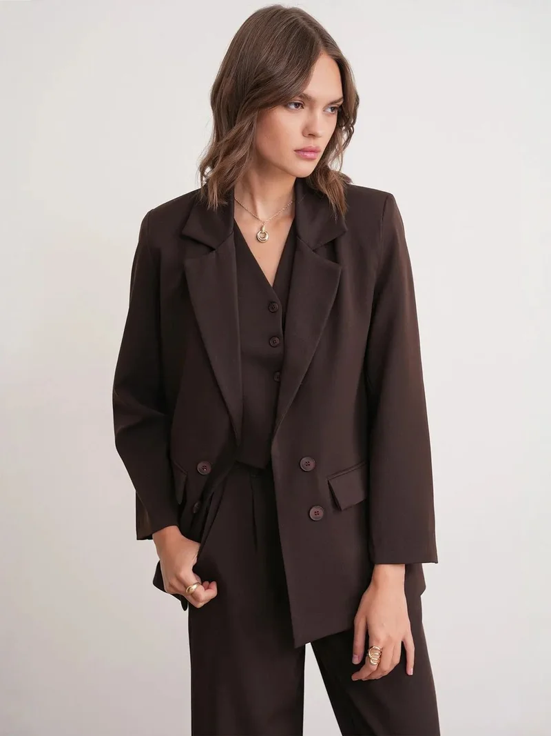 MixRay Coffee Brown Mixray Suit Blazer for Women | Best Price UAE