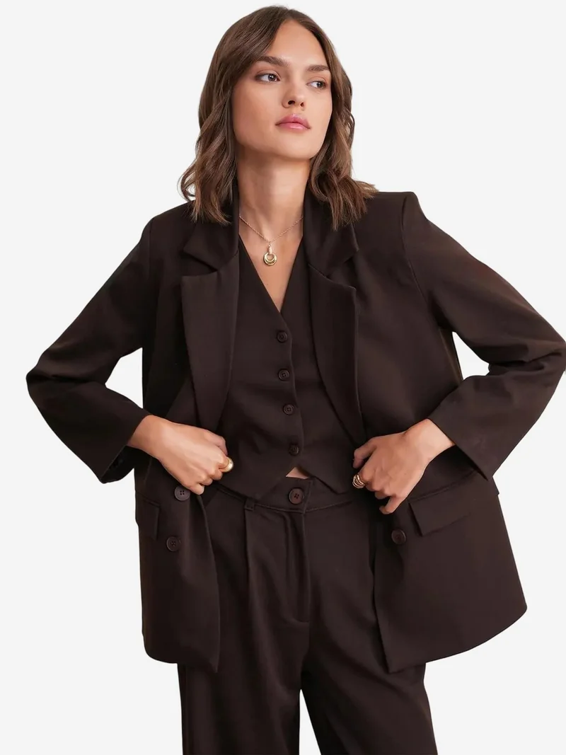 MixRay Coffee Brown Mixray Suit Blazer for Women | Best Price UAE