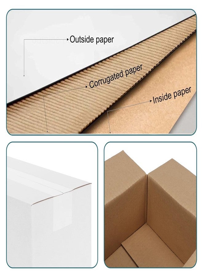 Calenzana مجموعة صناديق شحن كالينزانا 12×4×3، 25 صندوقًا، صندوق من الورق المقوى الأبيض المموج لتغليف الهدايا وإرسالها إلى الشركات الصغيرة - Image 3