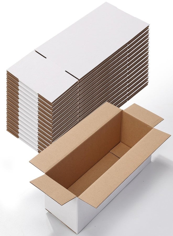 Calenzana مجموعة صناديق شحن كالينزانا 12×4×3، 25 صندوقًا، صندوق من الورق المقوى الأبيض المموج لتغليف الهدايا وإرسالها إلى الشركات الصغيرة - Image 1