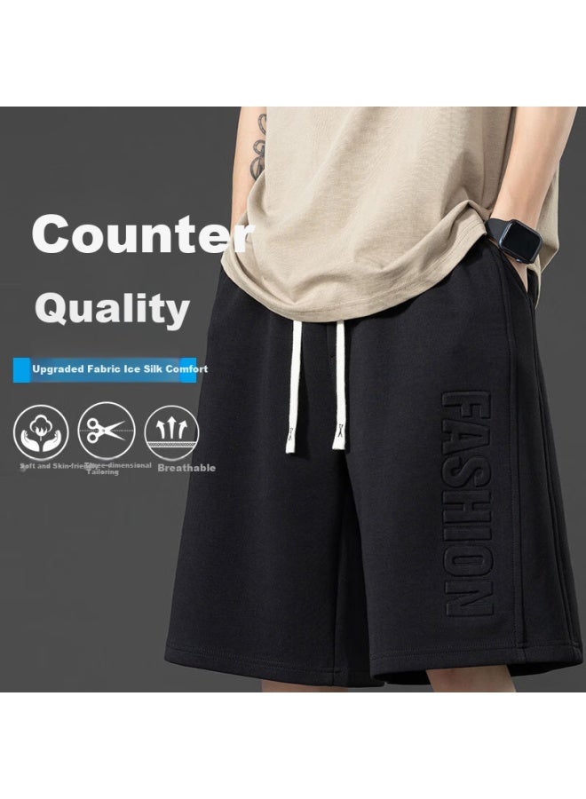 I'm David Men's Casual Sports Shorts Summer Loose Thin Five-point Basketball Shorts Beach Shorts Black 3XL - Image 1