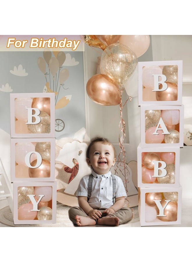Lovelite 7PCS White Transparent Balloon Boxes, Baby Boxes with Letters for Baby Shower, Custom Name Boxes Backdrop for Bride Wedding Birthday Boy Girl Gender Reveal Graduation Party Decor - Image 2