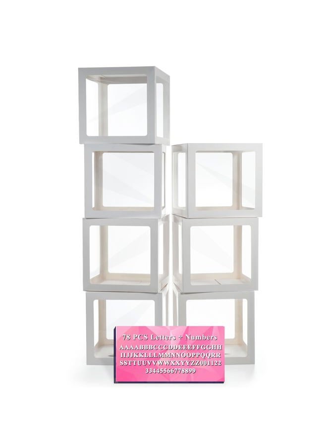 Lovelite 7PCS White Transparent Balloon Boxes, Baby Boxes with Letters for Baby Shower, Custom Name Boxes Backdrop for Bride Wedding Birthday Boy Girl Gender Reveal Graduation Party Decor - Image 1