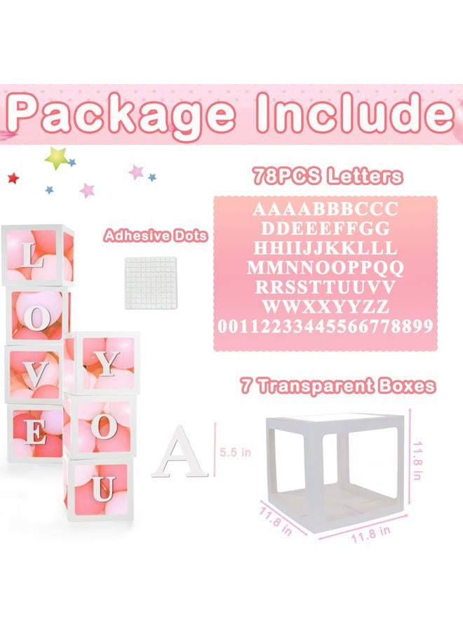 Lovelite 7PCS White Transparent Balloon Boxes, Baby Boxes with Letters for Baby Shower, Custom Name Boxes Backdrop for Bride Wedding Birthday Boy Girl Gender Reveal Graduation Party Decor - Image 4