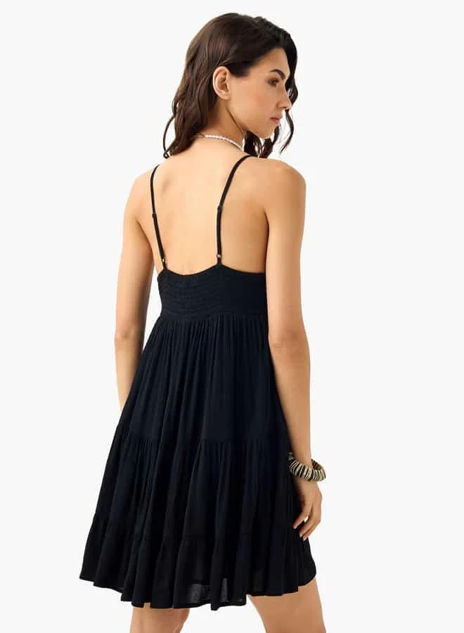 Splash FAV Tiered Black Mini Dress