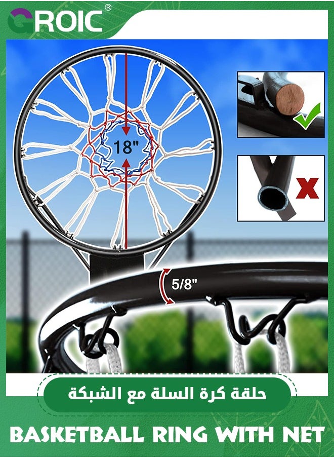 GROIC Basketball Rim 18" Replacement Outdoor Wall Mounted with All Weather Net Solid Steel 18 Inch with Professional Basketball Net Replacement,  Heavy Duty & Durable Basketball Rim in All Weather  - Image 5