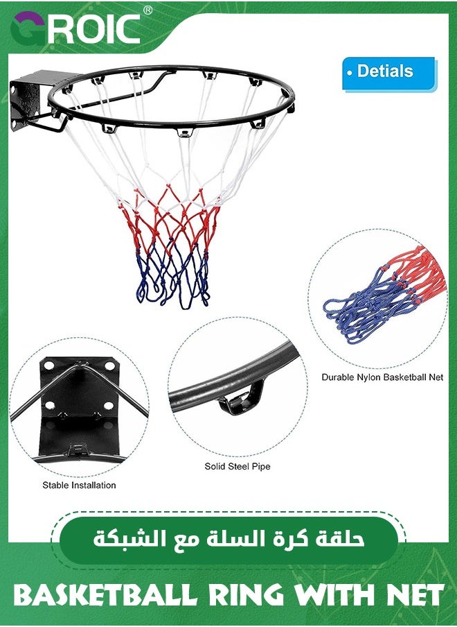 GROIC Basketball Rim 18" Replacement Outdoor Wall Mounted with All Weather Net Solid Steel 18 Inch with Professional Basketball Net Replacement,  Heavy Duty & Durable Basketball Rim in All Weather  - Image 4